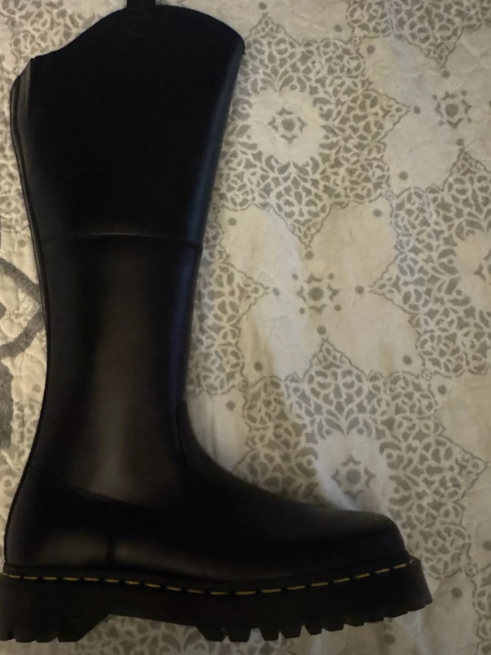 Dr. Marten Amaayah Knee High Leather Riding Boots, Size 9 US (Black)